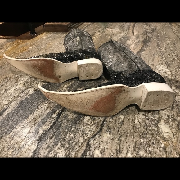 Silver Sequin Mexican Dancing Boots - Picture 4 of 5